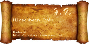 Hirschbein Iván névjegykártya